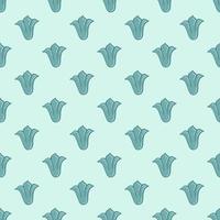 Doodle seamless flowers tulip buds elements print. Decorative pattern in blue palette artwork. vector