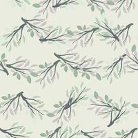 Contoured seamless pattern with navy blue branches ornament and lemon fruit shapes. Grey background. vector