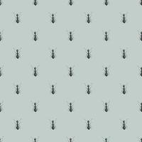 Seamless pattern colony ants on dark mint background. Vector insects template in flat style for any purpose. Modern animals texture.