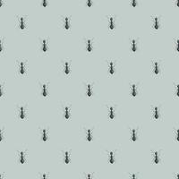 Seamless pattern colony ants on dark mint background. Vector insects template in flat style for any purpose. Modern animals texture.