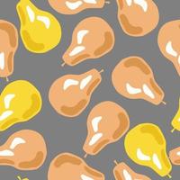 Random creative seamless pattern with nature pear shapes. Orange and yellow silhouettes on grey background. vector