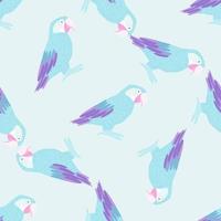 paleta de colores pastel de patrones sin fisuras con elementos de ara de loro azul simple de garabato. adorno de pájaro guacamayo. vector