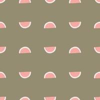 Little pink citrus slices seamless pattern in hand drawn style. Grey background. Summer natural ornament. vector