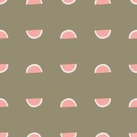 Little pink citrus slices seamless pattern in hand drawn style. Grey background. Summer natural ornament. vector