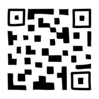 qr - código aislado sobre fondo blanco. código de escaneo de producto universal en estilo doodle. vector