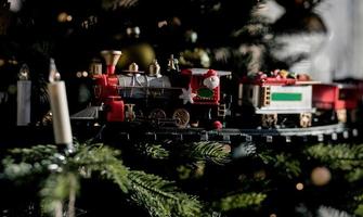 Christmas train with decoration photo