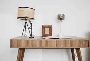 Wooden table in a classic interior photo