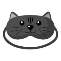 Children sleep mask cat on white background. Face mask for sleeping human isolated in flat style vector