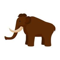 mamut aislado sobre fondo blanco. animal prehistórico en imagen de niños de estilo plano. vector