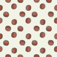 Abstract decorative seamless pattern with red little watermelon ornament. Isolated berries backdrop. vector