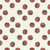 Abstract decorative seamless pattern with red little watermelon ornament. Isolated berries backdrop. vector