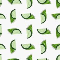 Summer food seamless pattern with abstract green citrus slice shapes. Isolated fresh food elements. vector