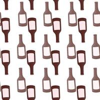 Bottle alcohol seamless pattern. Hand drawn background for menu. vector