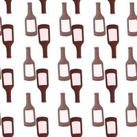 Bottle alcohol seamless pattern. Hand drawn background for menu. vector