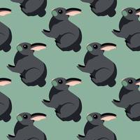Seamless pattern of rabbit. Domestic animals on colorful background. Vector illustration for textile.
