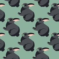 Seamless pattern of rabbit. Domestic animals on colorful background. Vector illustration for textile.