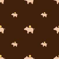 Piggy bank seamless pattern. Funny financial toy background. vector