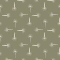 White colored dandelion ornament seamless doodle pattern. Grey background. Abstract backdrop. vector