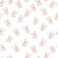 patrón inconsútil aislado con elementos de flores de orquídea rosa pastel. Fondo blanco. impresión al azar. vector