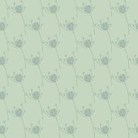 Botanic seamless healthy medicine pattern with simple yarrow ornament. Blue pale backdrop. vector