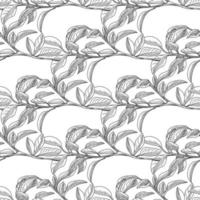 Monochrome retro leaf seamless background. Tropical wallpaper. vector