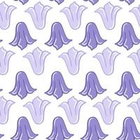 Blue colored tulip flowers buds seamless pattern. Isolated floral print on white background. Simple style. vector