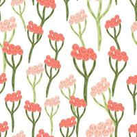 Botany seamless pattern with field yarrow pink random silhouettes. Isolated floral backdrop. Simple style. vector