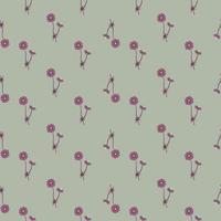 Pale tones seamless pattern with vintage little pink anemone flowers ornament. Blue background. vector