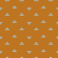 Little hand drawn panama seamless pattern in doodle style. Light brown background. Creative accessory print. vector