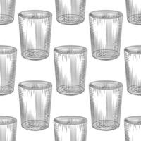 Hand drawn old fashioned glass seamless pattern on white background. vector