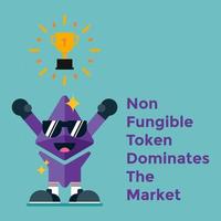 Vector Graphic of Non Fungible Token Win A Trophy. Good for NFT content, post, etc.