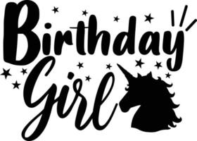 Birthday Girl. Unicorn t-shirt design vector