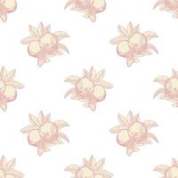 Pink apples seamless pattern on white background. Vintage botanical wallpaper. vector