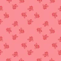 Geometric style seamless ditsy pattern with orchid flower shapes. Pink palette artrwork. vector