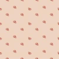 Abstract little skull shapes seamless pattern. Pink pastel background. Horror print. vector