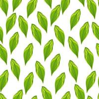 Isolated seamless pattern with falling foliage print. Bright green leaves random print on white background. vector