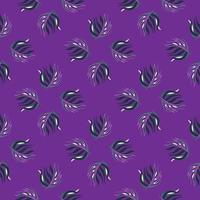 Nature abstract seamless pattern with geometric leaf branches shapes. Purple background. vector