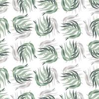 Isolated seamless doodle pattern with pastel tones leaf branches shapes. White background. vector
