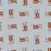 Photo camera seamless pattern. Cute vintage cameras background. vector