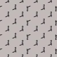 Abstract seamless style pattern with simple black women shoes print. Grey background. vector