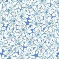 Decorative seamless pattern with daisy flowers random contoured ornament. Nature ditsy backdrop. vector