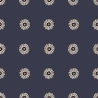 Seamless pattern sunflowers dark blue background. Simple texture with line sunflower. vector