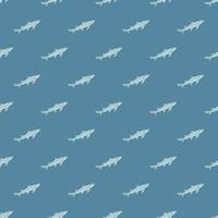 Lemon shark seamless pattern in scandinavian style. Marine animals background. Vector illustration for children funny textile.