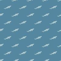 Lemon shark seamless pattern in scandinavian style. Marine animals background. Vector illustration for children funny textile.