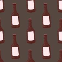 Bottle alcohol seamless pattern. Hand drawn background for menu. vector