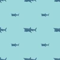 Basking shark seamless pattern in scandinavian style. Marine animals background. Vector illustration for children funny textile.