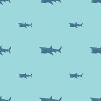 Basking shark seamless pattern in scandinavian style. Marine animals background. Vector illustration for children funny textile.