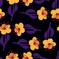 Flowers seamless patternon black background. Fashion texture floral. vector