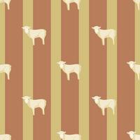 Seamless pattern of sheep. Domestic animals on colorful background. Vector illustration for textile.