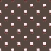 Retro tv seamless doodle pattern in cartoon technology print. Dark brown background. Abstract artwork. vector